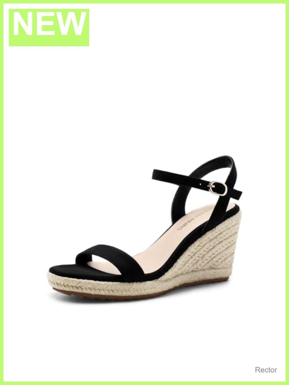 Raffia Espadrille Wedge Sandals Open Toe Ankle Strap Buckle